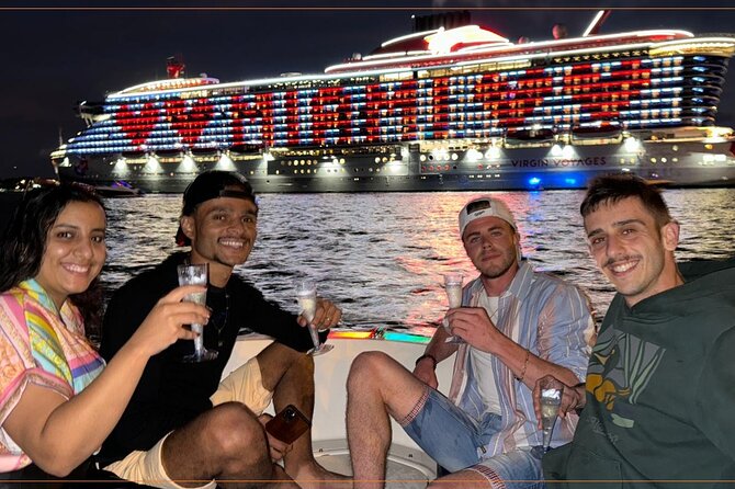 2 hrs Miami Private Boat Tour with Cooler, Ice, Bluetooth Stereo - A 2-hour private night cruise is the right Miami “wow” length