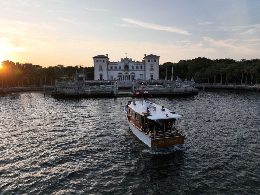 Miami Beach: Vizcaya Sunset Cruise Includes Food and Drink - Golden hour Miami skyline: the light hits differently from Biscayne Bay