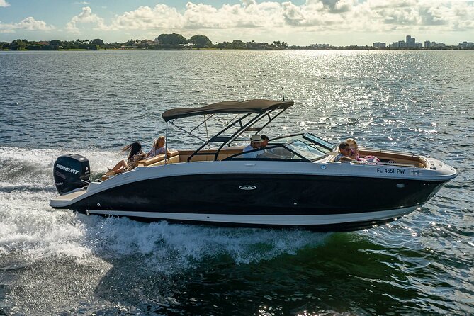 Top-Rated Boat Rental with Captain | 1 to 11 People - Anchored swim time on the 10-foot floating mat